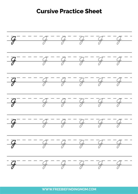 Free Printable Lowercase Cursive Letters Lowercase Cursive G Freebie