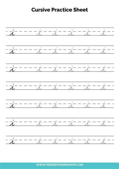 Free Printable Lowercase Cursive Letters Lowercase Cursive I Freebie
