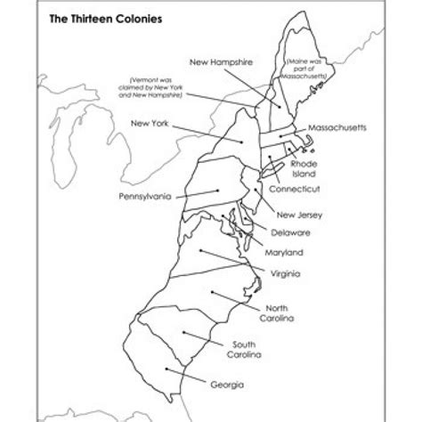 Free Printable Map Of The Thirteen Colonies