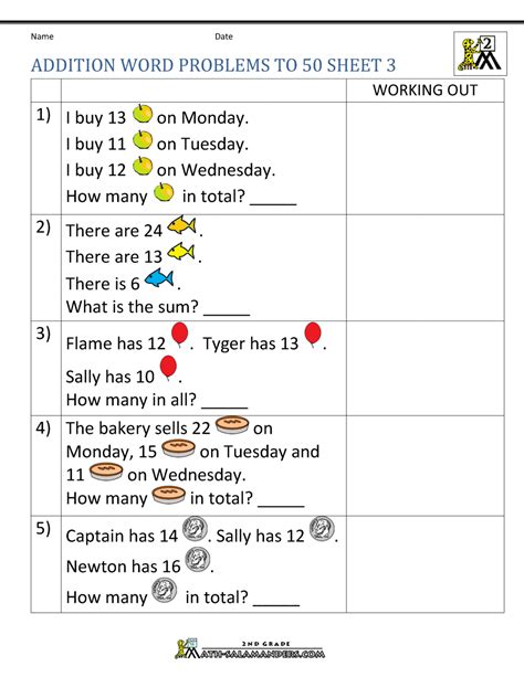 Free Printable Math Word Problems For 2nd Grade Printable Free
