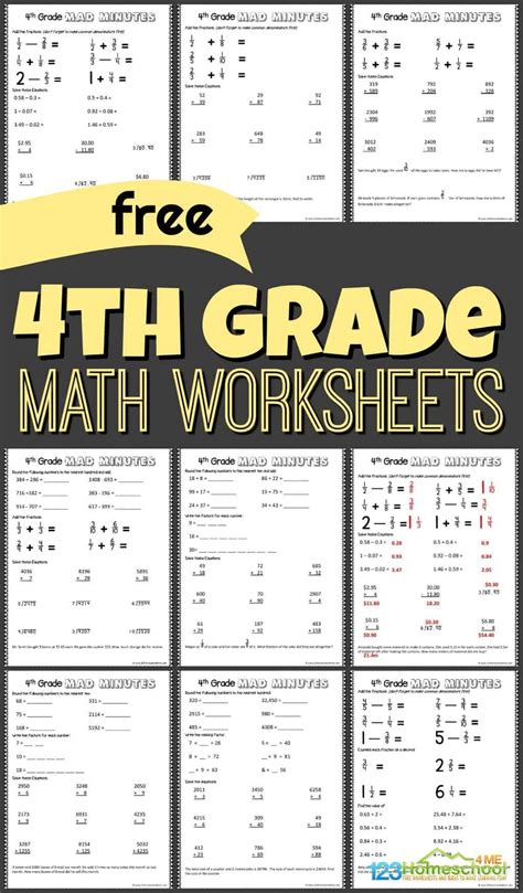 Free Printable Math Worksheets 4th Grade