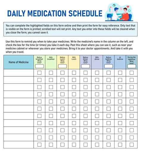 Free Printable Medication Chart Customize and Print