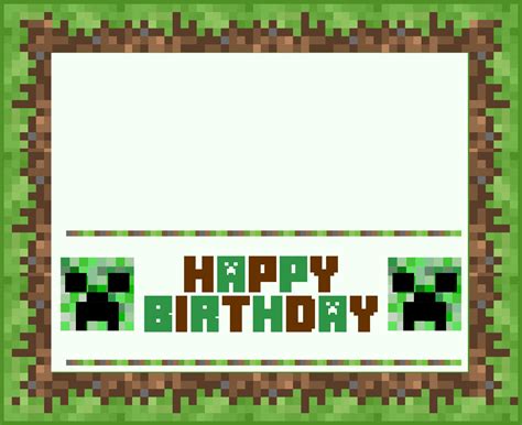 Free Printable Minecraft Birthday Cards
