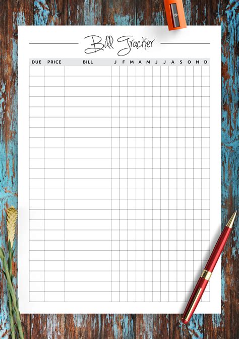 Free Printable Monthly Bill Tracker Template