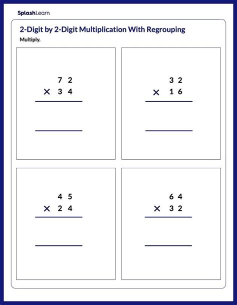 Free Printable Multiply 2Digit by 2Digit Numbers Worksheets SplashLearn