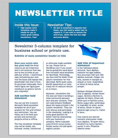 Free Printable Newsletter Template For Microsoft Word