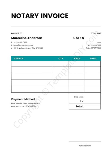 Free Printable Notary Invoice