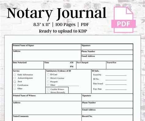 Free Printable Notary Journa