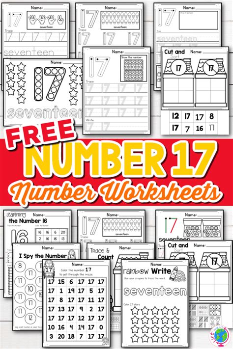 Free Printable Number 17 Worksheets for Tracing and Number Recognition