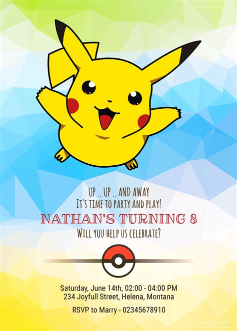 Free Printable Pokemon Party Invitations & Placename Cards