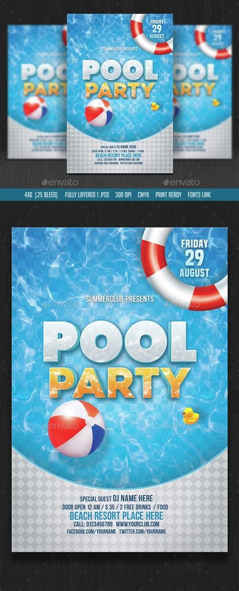 Free Printable Pool Party Flyers Invitation Design Blog
