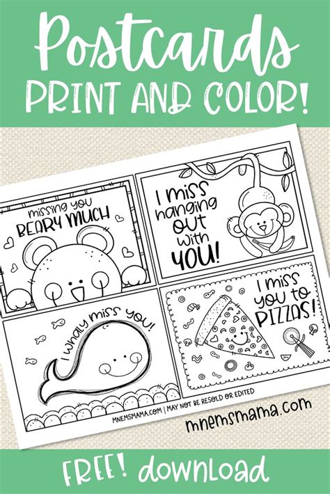 Free Printable Postcards Coloring Pages