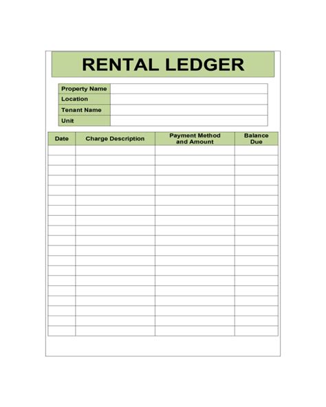 Free Printable Rental Ledger Template