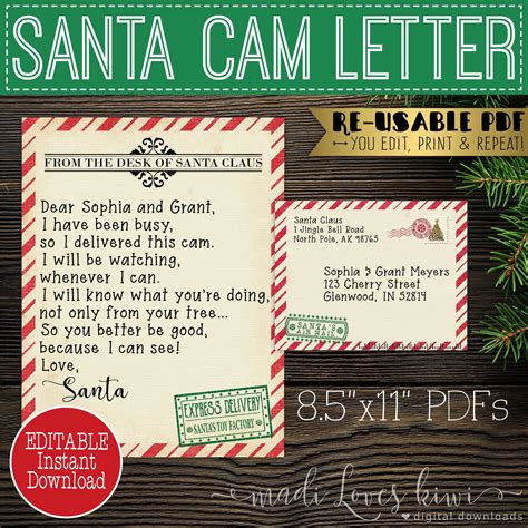 Free Printable Santa Cam Letter