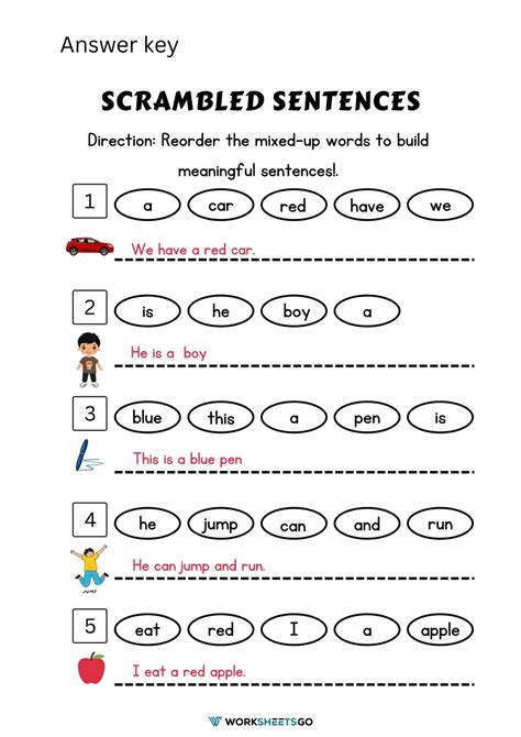 Free Printable Scrambled Sentences Worksheets Learning How to Read