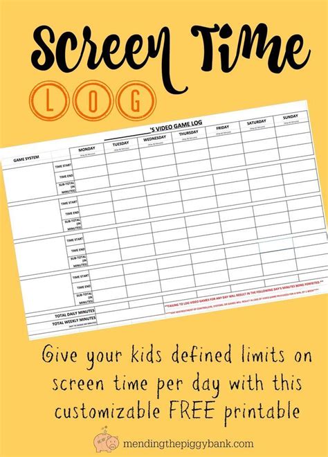Free Printable Screen Time Charts Template LAB