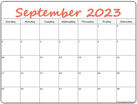 Free Printable September Calendar