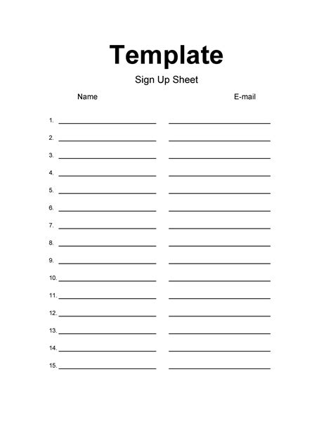 Free Printable Sign Up Sheet Template Word
