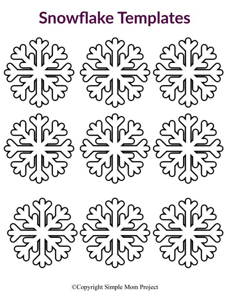 Free Printable Small Snowflake Templates Snowflake Template Snowflakes Snowflake Coloring Pages