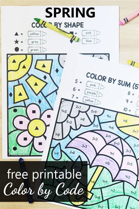 Free Printable Spring Color by Code Math Fantastic Fun & Learning