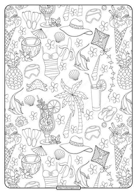 Free Printable Summer Patterns Pdf Coloring Page