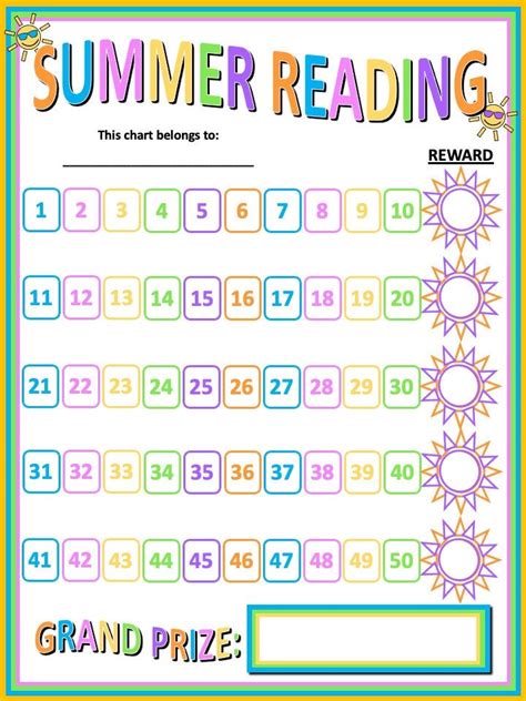 Free Printable Summer Reading Incentive Sticker Chart Worksheet