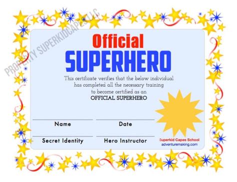 Free Printable Superhero Certificate Template