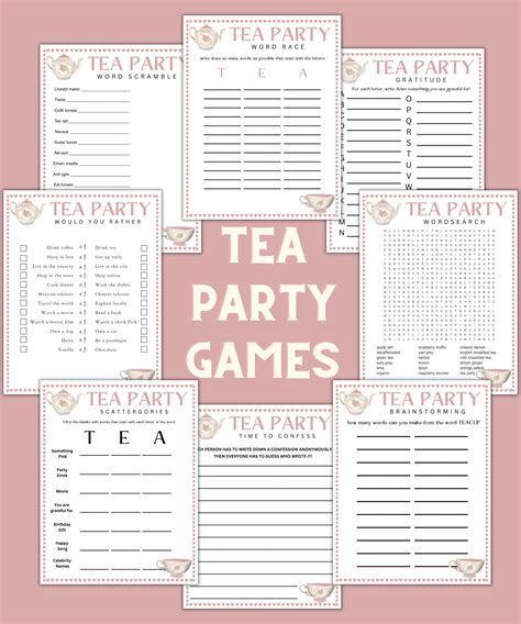 Free Printable Tea Party Games