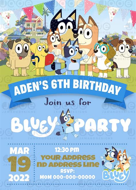 Free Printable Template Printable Bluey Birthday Invitation