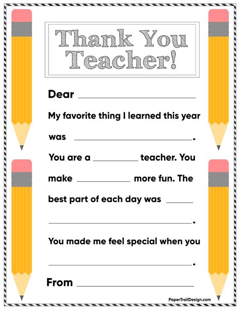 Free Printable Thank You Cards From Teachers To Students