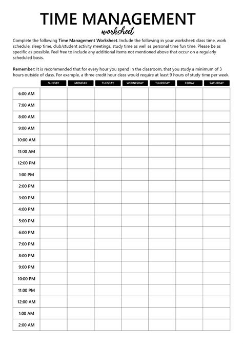 Free Printable Time Management Worksheets Time Worksheets