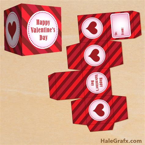 Free Printable Valentine S Day Striped Treat Box