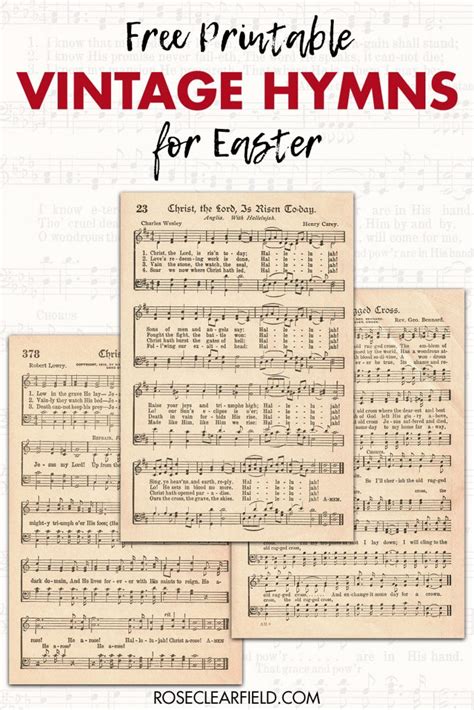 Free Printable Vintage Hymns Sheet Music Rose Clearfield