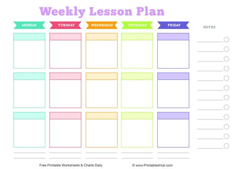 Free Printable Weekly Lesson Plan Template Printable Templates