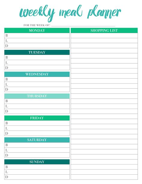 Free Printable Weekly Meal Planner - Green Child Magazine