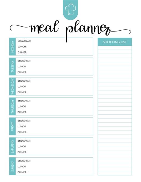 Free Printable Weekly Meal Planner Template With Grocery Lis