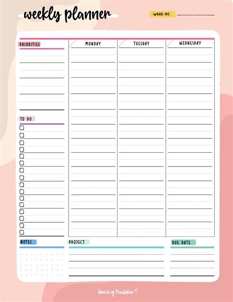 Free Printable Weekly Planner Pretty