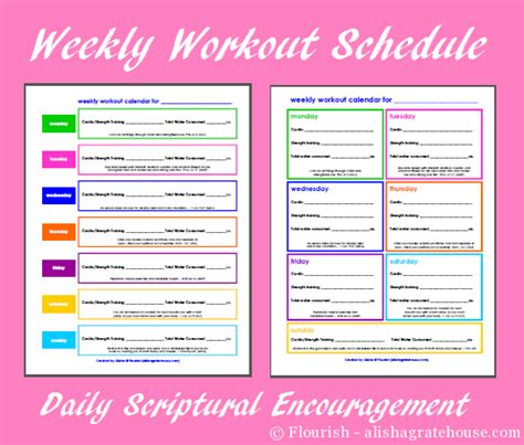 Free Printable Weekly Workout Schedules with Scriptures