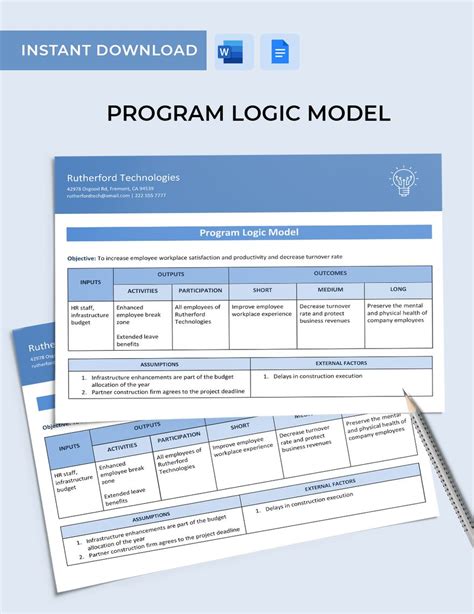 Free Program Logic Model Template Google Docs, Word