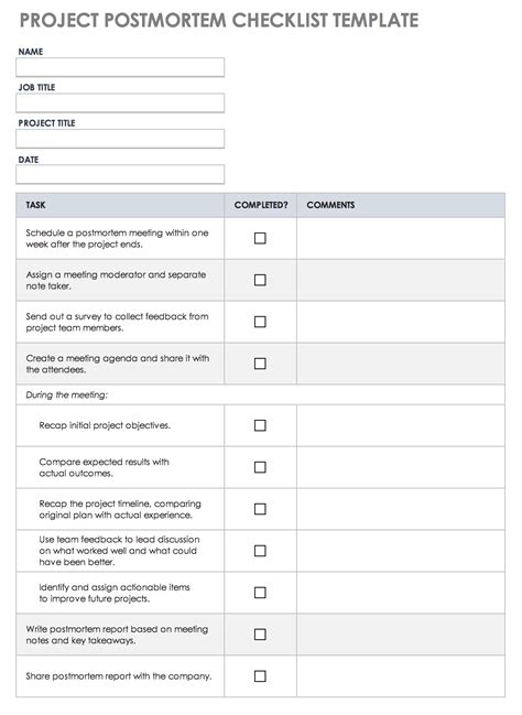 Free Project Postmortem Templates Smartsheet