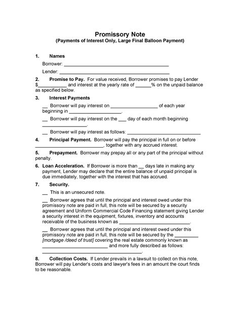 Free Promissory Note With Guarantee Form PDF Template Form Download