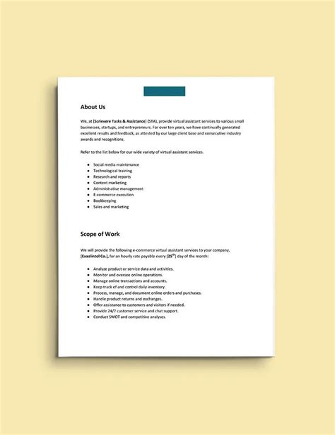 Free Proposal Template Virtual Assistant Jobs Virtual Assistant Free Proposal Template