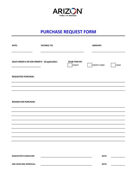 Free Purchase Request Form Template