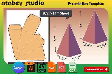 Free Pyramid Box Template Gift Box Template Pyramid Box Box Template