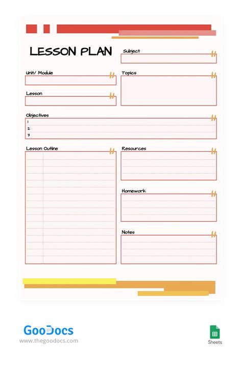Free Red Lesson Plan Template In Google Docs
