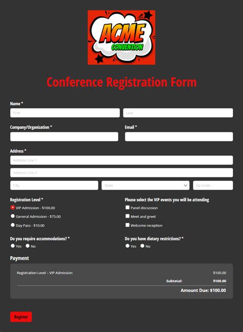 Free Registration Form Templates Cognito Forms