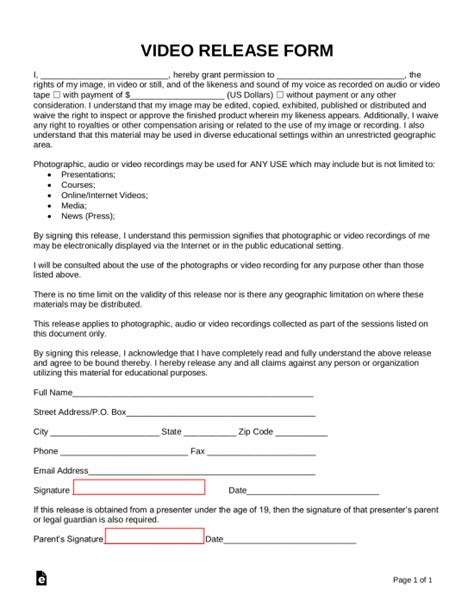 Free Release Form PDF Word eForms