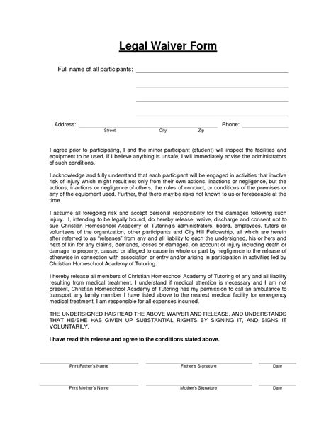 Free Release and Waiver Form - Forms.Legal