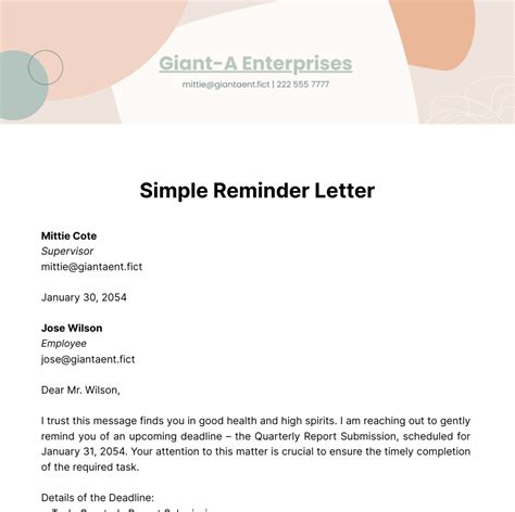 Free Reminder Letter Format Template Google Docs Word Template Net