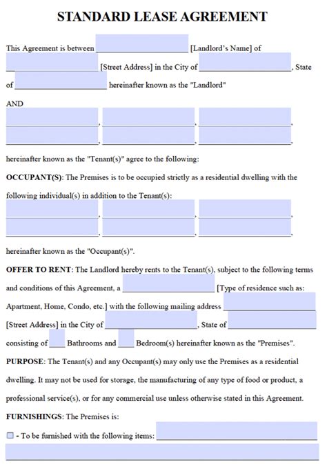 Free Rental Lease Agreement Forms Word Pdf Templates